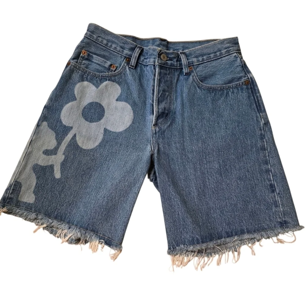 Levis X Naomi osaka 93 Medium Wash Long Denim Shorts